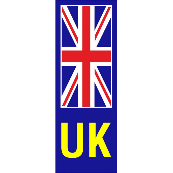 UK UNION JACK No PLATE STICKER (YELLOW)